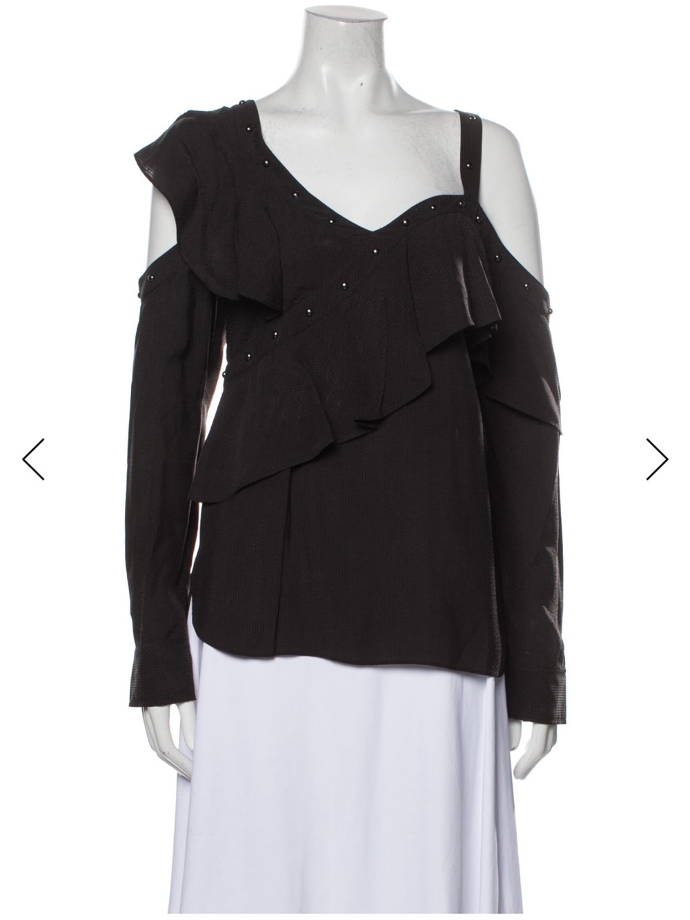 Veronica Beard size 6, Women's Black Ruffle Cold-Shoulder Top